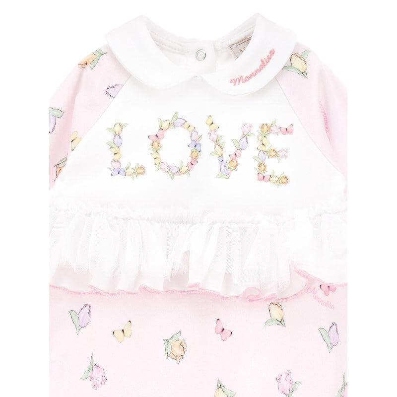 Monnalisa Girls Pink Tulip Babygrow Set Monnalisa Girls Pink Tulip Babygrow Set