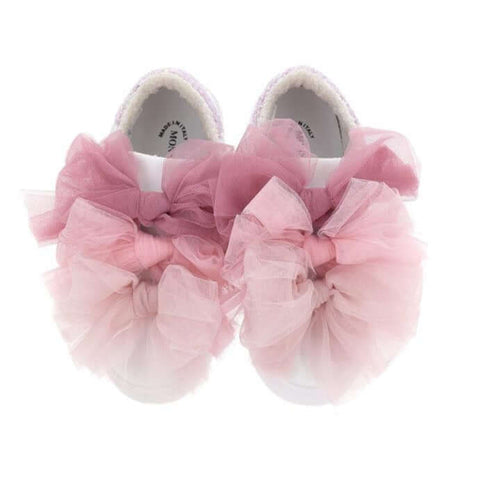 Monnalisa Girls Pink Tulle Bow Trainers Monnalisa Girls Pink Tulle Bow Trainers