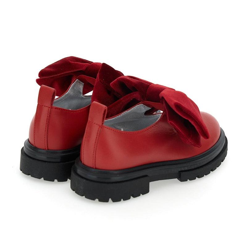 Monnalisa Girls Red Velvet Bow Shoes Monnalisa Girls Red Velvet Bow Shoes