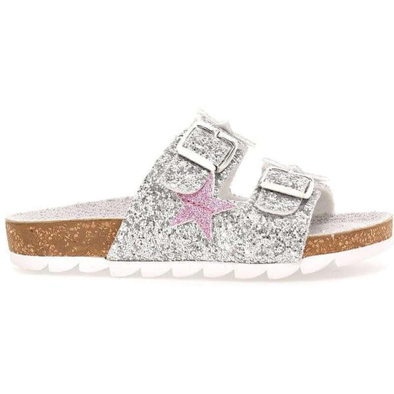 Monnalisa Girls Silver Glitter Star Sandal Monnalisa Girls Silver Glitter Star Sandal