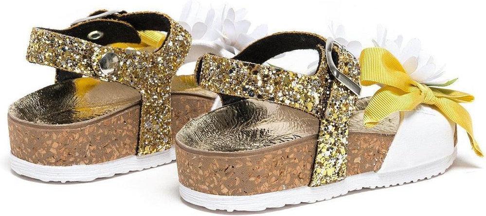 Monnalisa Girls White Glitter Daisy Sandals Monnalisa Girls White Glitter Daisy Sandals
