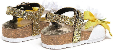 Monnalisa Girls White Glitter Daisy Sandals Monnalisa Girls White Glitter Daisy Sandals