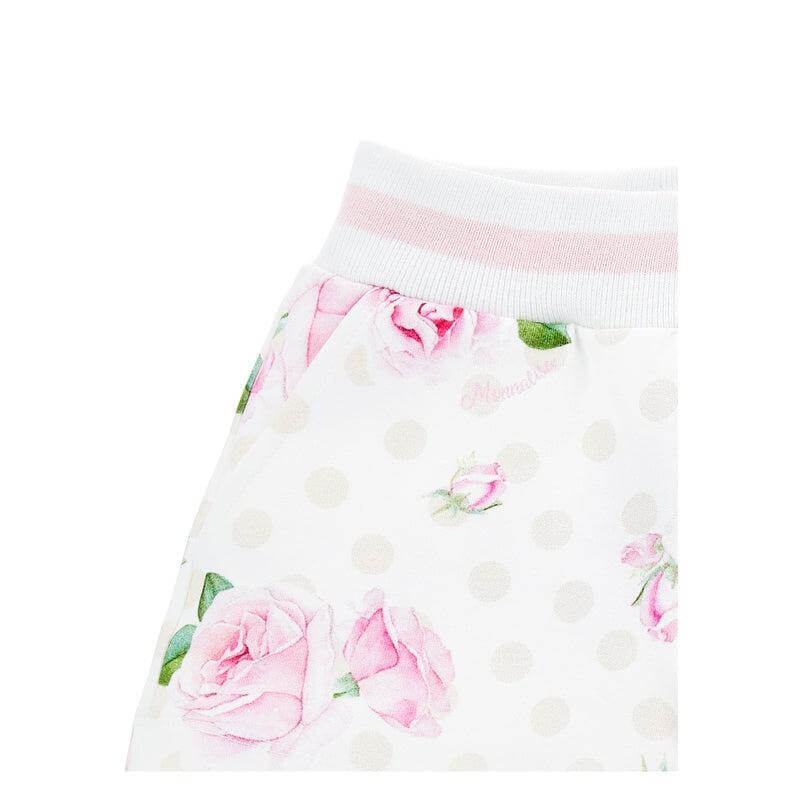 Monnalisa Girls White Rose Print Shorts Monnalisa Girls White Rose Print Shorts