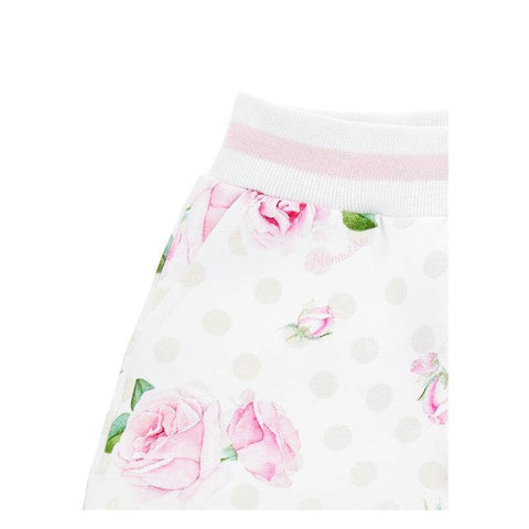 Monnalisa Girls White Rose Print Shorts Monnalisa Girls White Rose Print Shorts