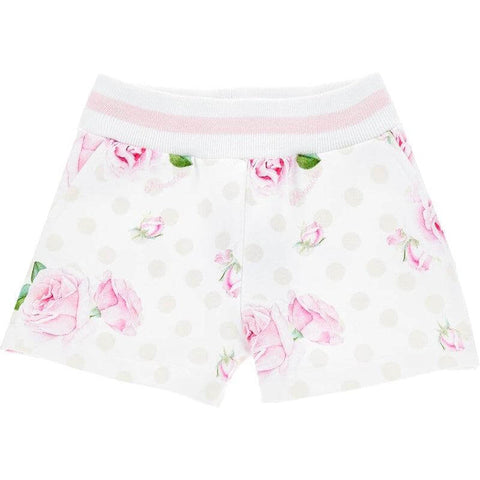 Monnalisa Girls White Rose Print Shorts Monnalisa Girls White Rose Print Shorts