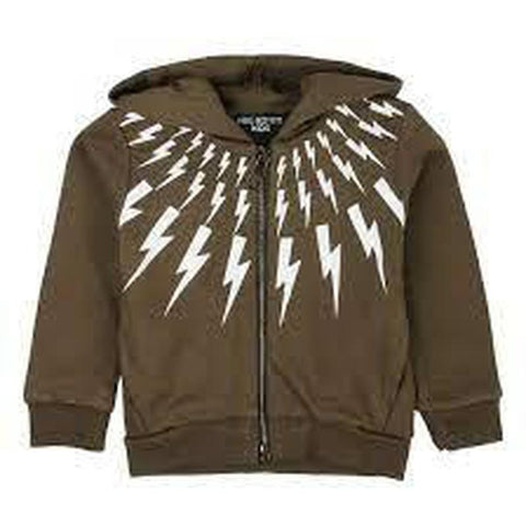 Neil Barrett Baby Boys Khaki Lightening Hoody Neil Barrett Baby Boys Khaki Lightening Hoody