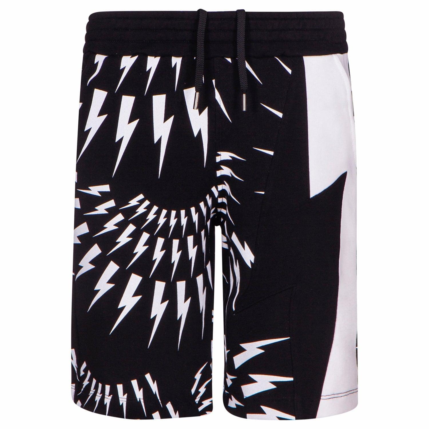 Neil Barrett Boys Black Thunderbolt Shorts Neil Barrett Boys Black Thunderbolt Shorts