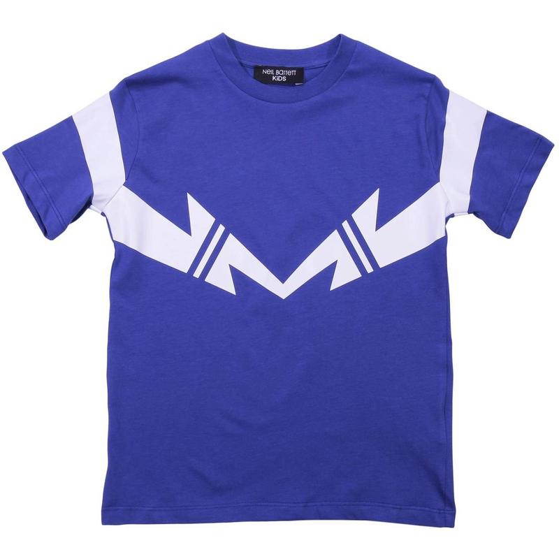Neil Barrett Boys Blue Lightning Bolt T-Shirt Neil Barrett Boys Blue Lightning Bolt T-Shirt