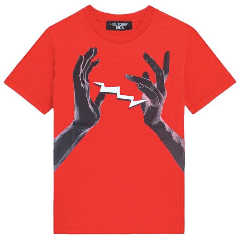 Neil Barrett Boys Hand Thunderbolt Red T-Shirt Neil Barrett Boys Hand Thunderbolt Red T-Shirt