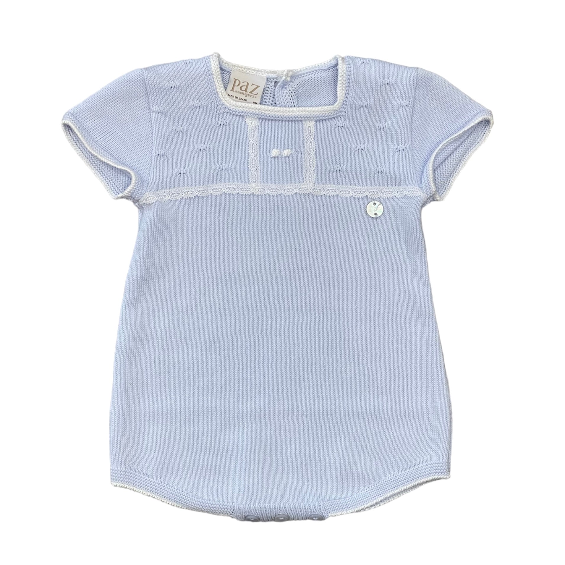 Paz Rodriguez Boys Pale Blue Knit Romper Paz Rodriguez Boys Pale Blue Knit Romper
