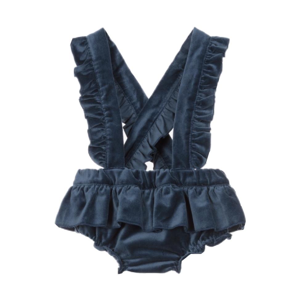 Phi Clothing Blue Velvet Bloomers With Strap Phi Clothing Blue Velvet Bloomers With Strap