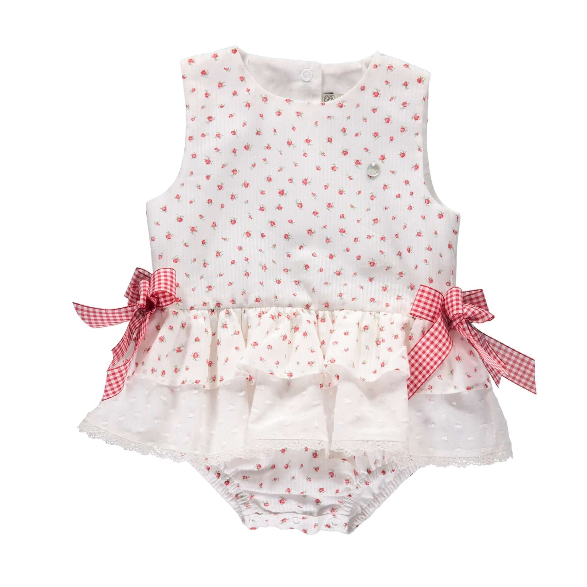 Piccola Speranza Baby Check Spotted Romper Piccola Speranza Baby Check Spotted Romper
