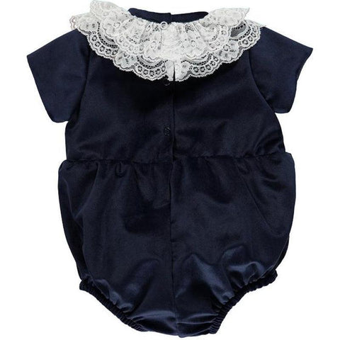 Piccola Speranza Baby Girls Navy Velour Romper Piccola Speranza Baby Girls Navy Velour Romper