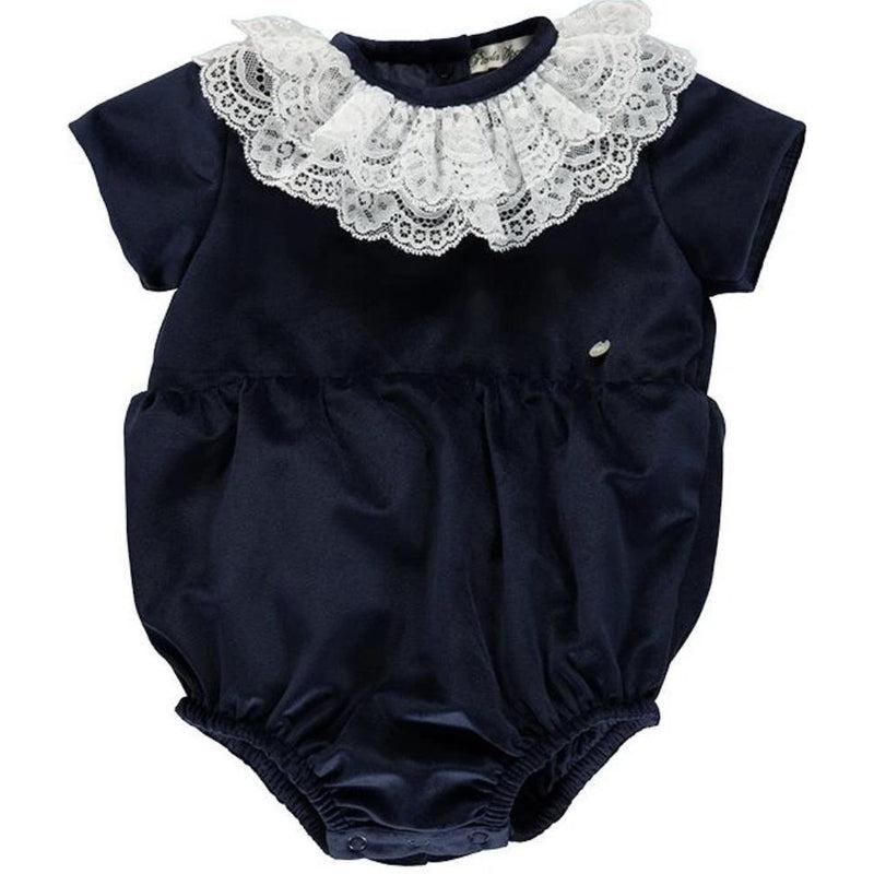 Piccola Speranza Baby Girls Navy Velour Romper Piccola Speranza Baby Girls Navy Velour Romper