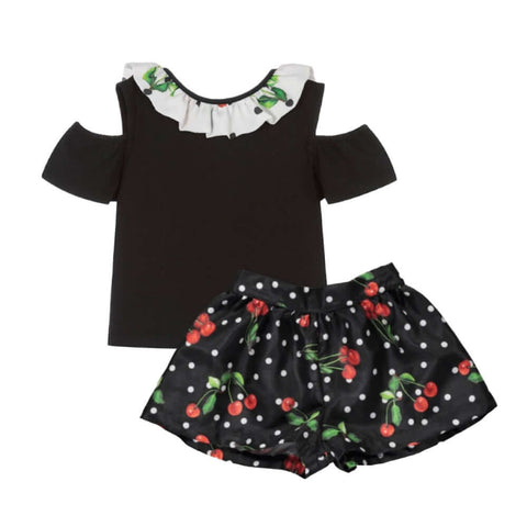 Piccola Speranza Girls Black Spot Cherry Short Set Piccola Speranza Girls Black Spot Cherry Short Set
