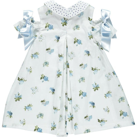 Piccola Speranza Girls Blue Floral Bow Dress Piccola Speranza Girls Blue Floral Bow Dress