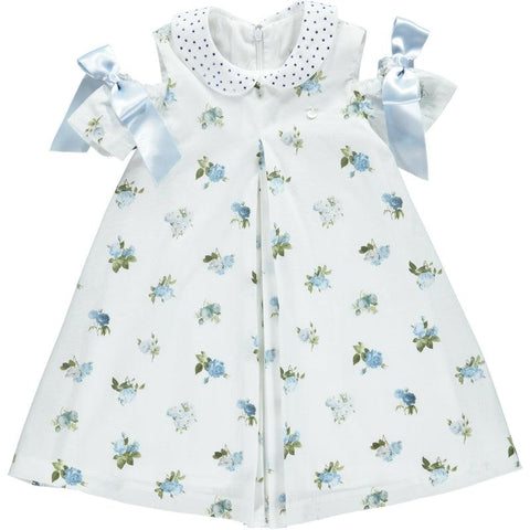 Piccola Speranza Girls Blue Floral Bow Dress Piccola Speranza Girls Blue Floral Bow Dress