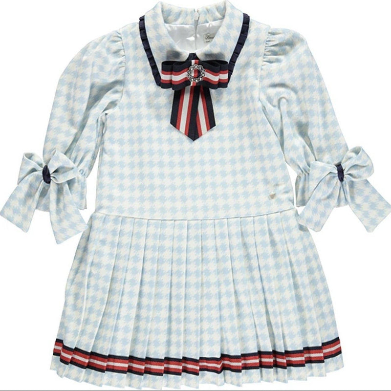 Piccola Speranza Girls Blue Houndstooth Dress Piccola Speranza Girls Blue Houndstooth Dress