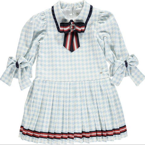 Piccola Speranza Girls Blue Houndstooth Dress Piccola Speranza Girls Blue Houndstooth Dress