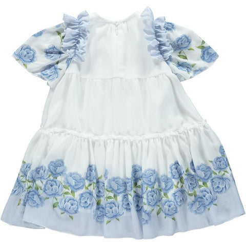 Piccola Speranza Girls Blue Rose Print Dress Piccola Speranza Girls Blue Rose Print Dress