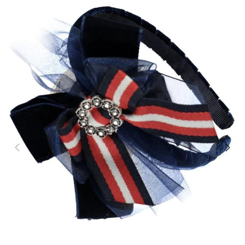 Piccola Speranza Girls Navy Velvet Headband Piccola Speranza Girls Navy Velvet Headband