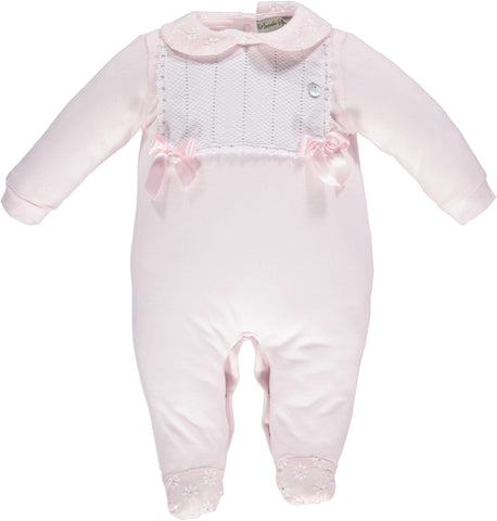 Piccola Speranza Girls Pink Bow Babygrow Piccola Speranza Girls Pink Bow Babygrow