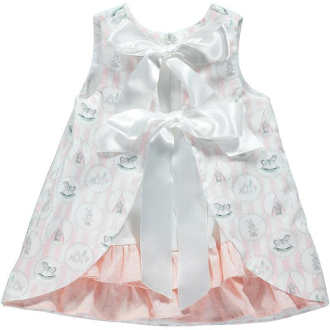Piccola Speranza Girls Pink & White Stripe Dress Piccola Speranza Girls Pink & White Stripe Dress