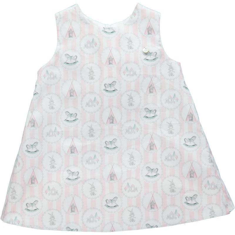 Piccola Speranza Girls Pink & White Stripe Dress Piccola Speranza Girls Pink & White Stripe Dress
