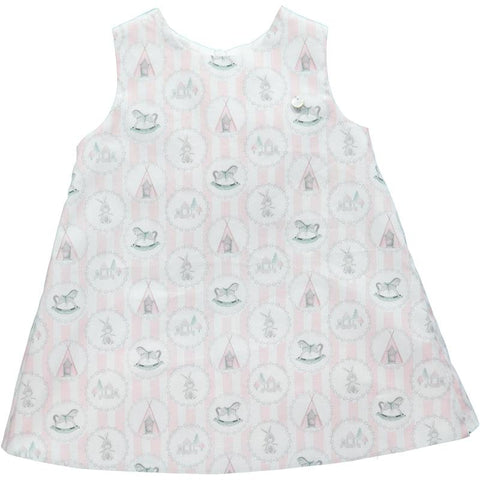 Piccola Speranza Girls Pink & White Stripe Dress Piccola Speranza Girls Pink & White Stripe Dress