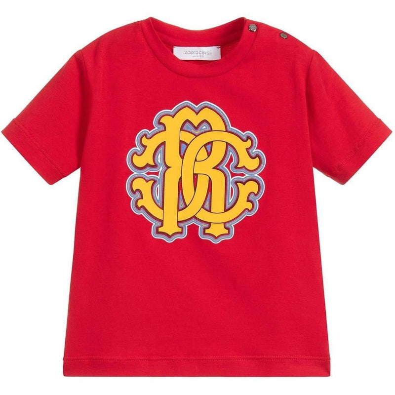 Roberto Cavalli Baby Boy Red Jersey Logo T-Shirt Roberto Cavalli Baby Boy Red Jersey Logo T-Shirt