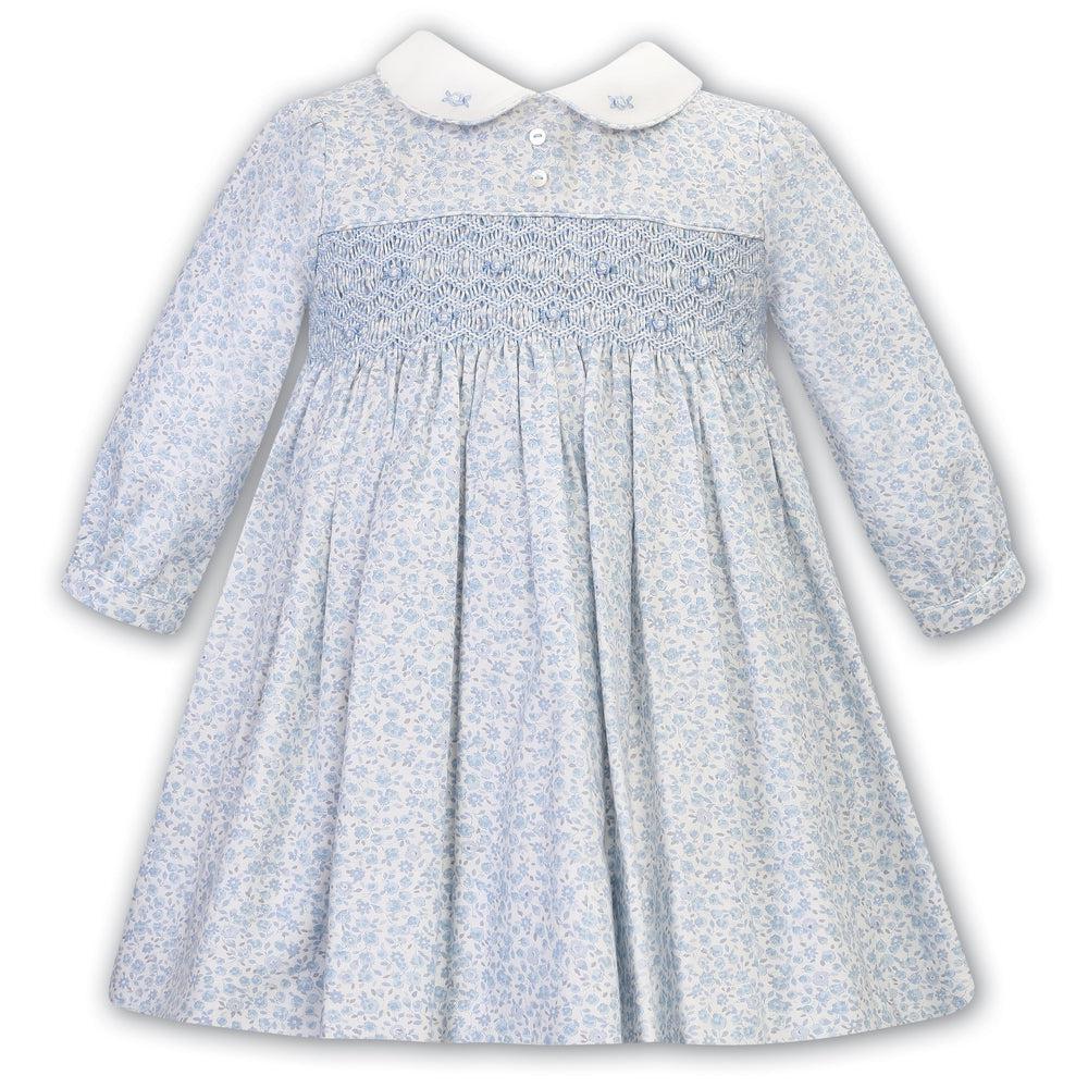 Sarah Louise Girls Blue Hand Smocked Rose Dress Sarah Louise Girls Blue Hand Smocked Rose Dress