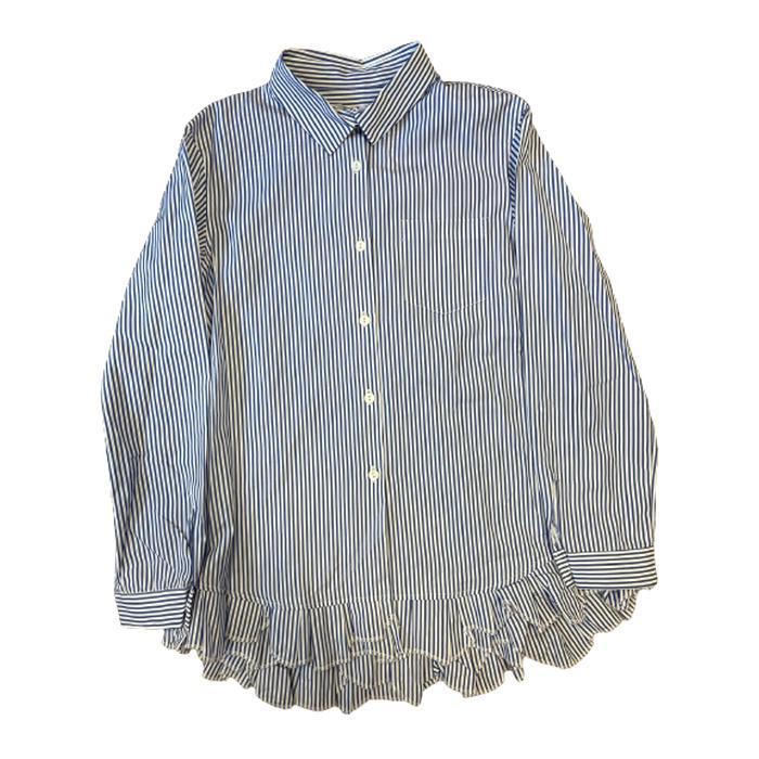 Simonetta Girls Navy Striped Cotton Blouse Simonetta Girls Navy Striped Cotton Blouse