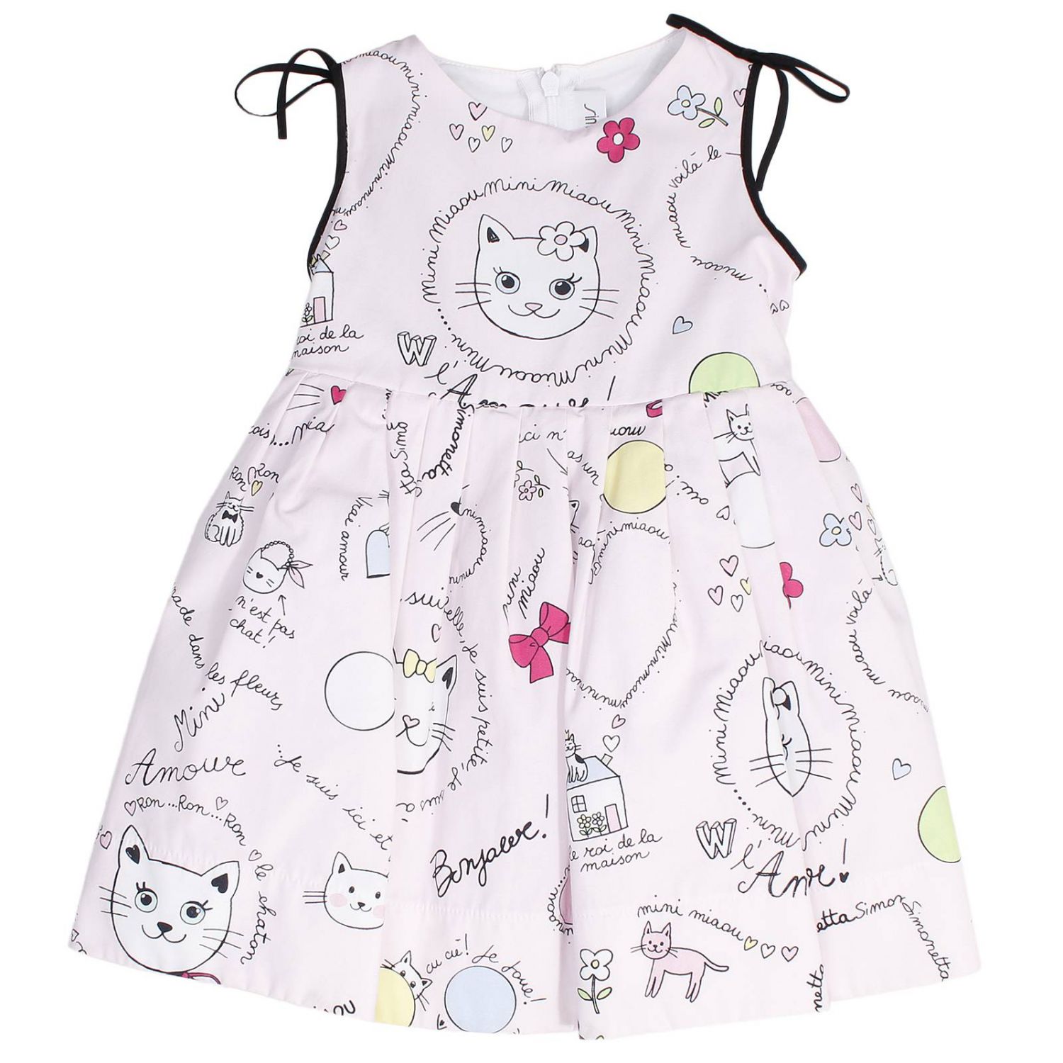 Simonetta Girls Pink Cat Print Dress Simonetta Girls Pink Cat Print Dress