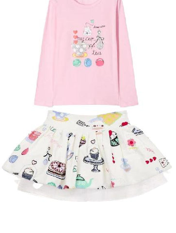Simonetta Girls Pink Top & Skirt Set Simonetta Girls Pink Top & Skirt Set