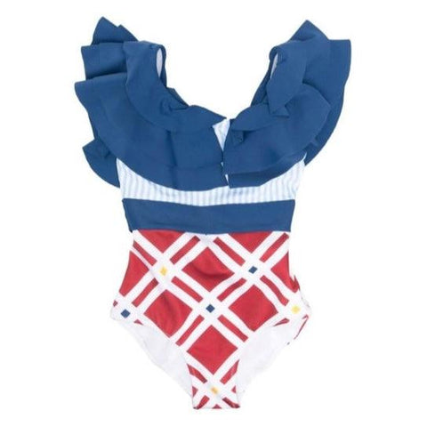 Simonetta Girls Red Frill Swimsuit Simonetta Girls Red Frill Swimsuit