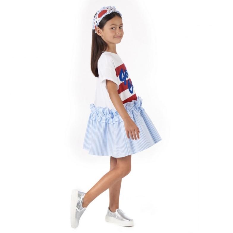 Simonetta Girls White Striped Dress Simonetta Girls White Striped Dress