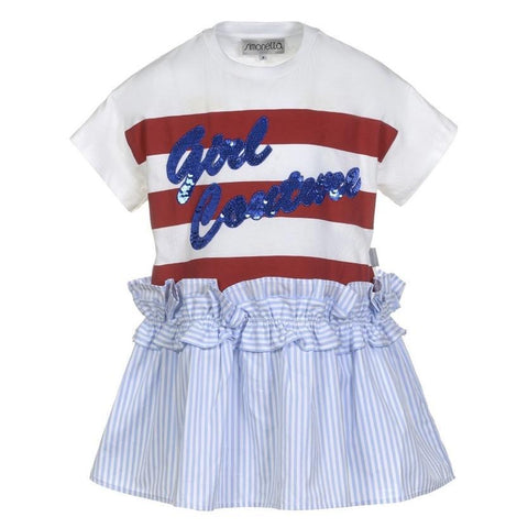 Simonetta Girls White Striped Dress Simonetta Girls White Striped Dress