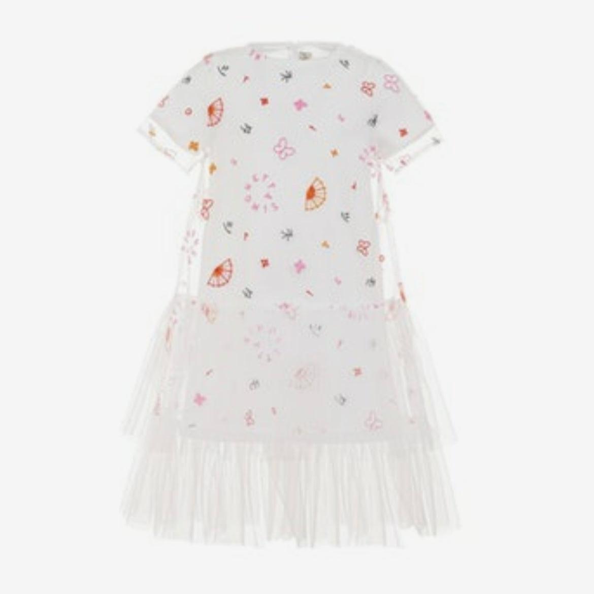 Simonetta Girls White Tulle Overlay Dress Simonetta Girls White Tulle Overlay Dress