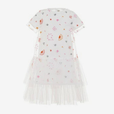 Simonetta Girls White Tulle Overlay Dress Simonetta Girls White Tulle Overlay Dress