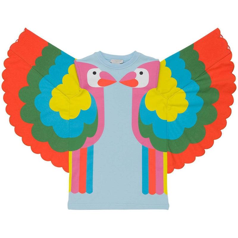 Stella McCartney Kids Girls Blue Parrot Wing Dress Stella McCartney Kids Girls Blue Parrot Wing Dress