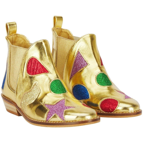 Stella McCartney Kids Girls Gold Glitter Ankle Boots Stella McCartney Kids Girls Gold Glitter Ankle Boots