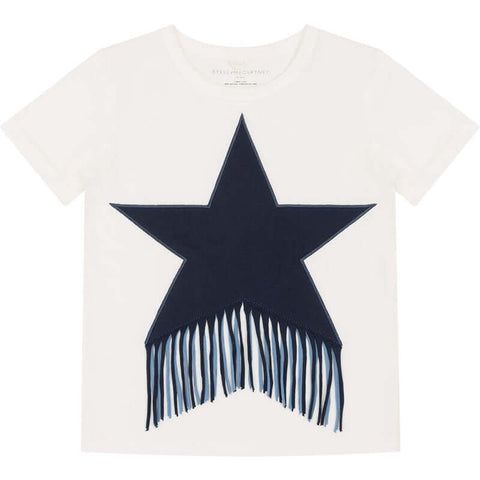 Stella McCartney Kids Girls White Fringe Star T-Shirt Stella McCartney Kids Girls White Fringe Star T-Shirt