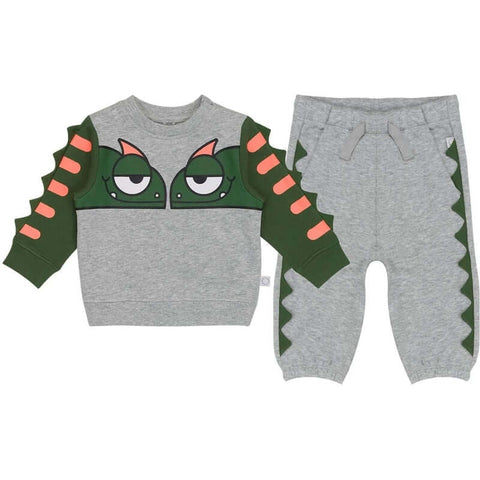 Stella McCartney Kids Baby Boys Grey Gecko Cotton Tracksuit Stella McCartney Kids Baby Boys Grey Gecko Cotton Tracksuit