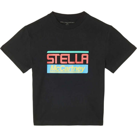 Stella McCartney Kids Boys Black Cotton Logo T-Shirt Stella McCartney Kids Boys Black Cotton Logo T-Shirt