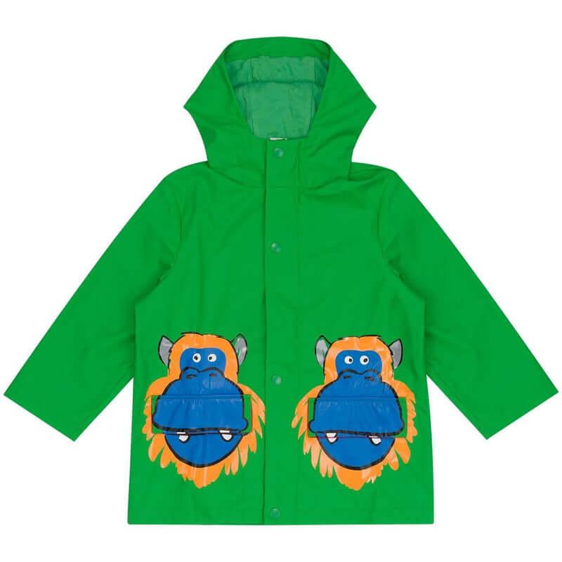 Stella McCartney Kids Boys Green Monkey Raincoat Stella McCartney Kids Boys Green Monkey Raincoat