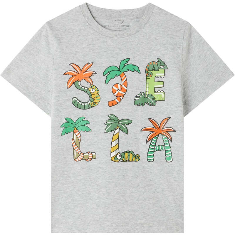 Stella McCartney Kids Boys Grey Cotton Logo T-Shirt Stella McCartney Kids Boys Grey Cotton Logo T-Shirt