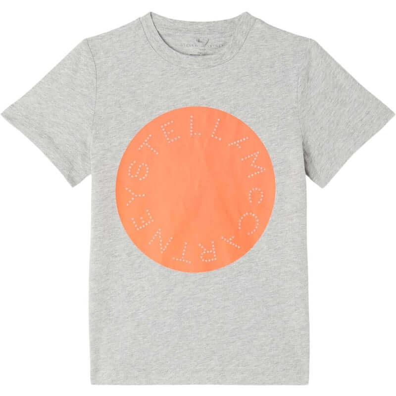 Stella McCartney Kids Boys Grey & Orange Cotton Logo T-Shirt Stella McCartney Kids Boys Grey & Orange Cotton Logo T-Shirt