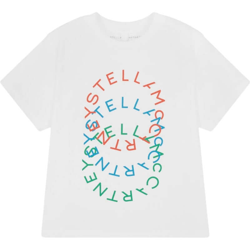 Stella McCartney Kids Boys White Organic Cotton Logo T-Shirt Stella McCartney Kids Boys White Organic Cotton Logo T-Shirt