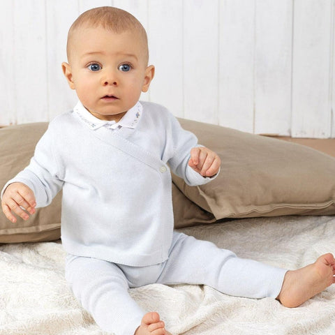 Tartine Et Chocolat Boys Sky Blue Cotton Knit Two Piece Tartine Et Chocolat Boys Sky Blue Cotton Knit Two Piece