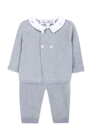 Tartine Et Chocolat Baby Boys Grey/Green 2 Piece Outfit Tartine Et Chocolat Baby Boys Grey/Green 2 Piece Outfit